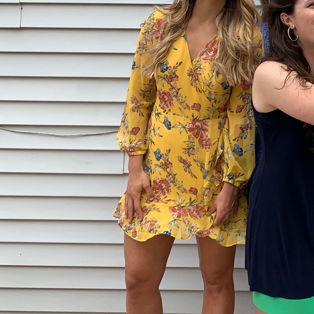 Nordstrom - All in Favor yellow wrap dress